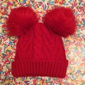 Red baby gap Pom Pom beanie